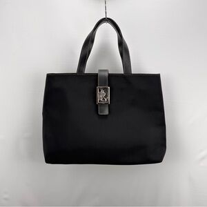 VTG 90s/Y2K Lauren Ralph Lauren Black Nylon Tote Silver Buckle Shoulder Purse